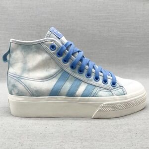 adidas Womens 10 Nizza Platform Mid Acid Wash Blue Lace Up Sneaker‎ Shoes HQ4327